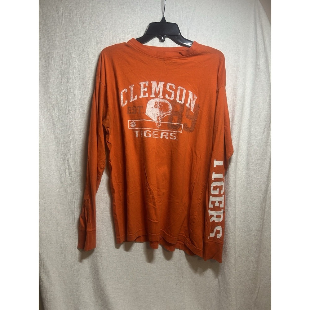 J. American Men's Long Sleeve Clemson T Shirt Decal Front & Sleeve Size L